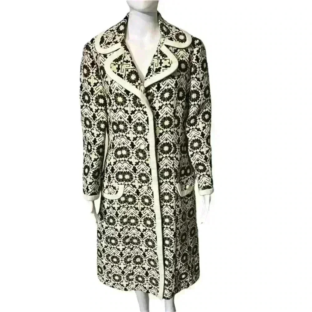 Vintage LILLI ANN Paris 50s 60s Tapestry Jacquard Button Mod House Coat Jacket